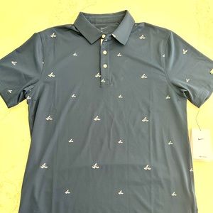 Nike Mens Small Golf Polo Shirt Lobster Pattern All Over Print Blue DH0945-451